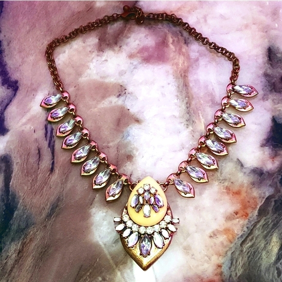 Lavish Vintage Iridescent Crystal Drop Necklace - Picture 2 of 9